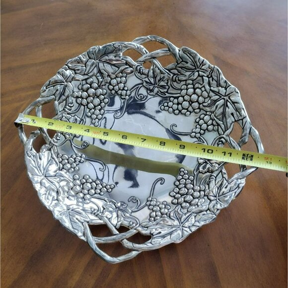 Godinger Silver Plated Grape Leaf 12" Serving Tray Platter, Footed, Grapes Vine - Picture 6 of 9